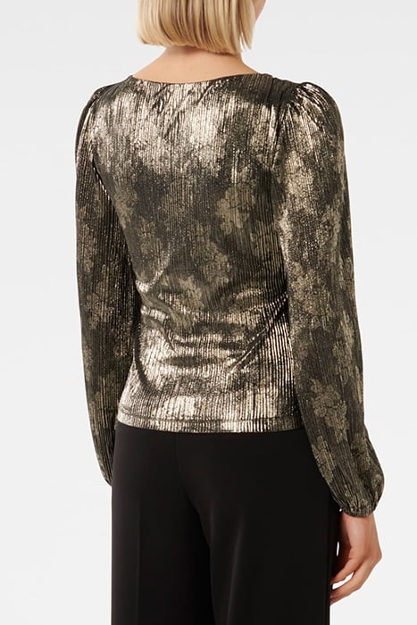 GABRIELLA BOAT NECK METALLIC PLISSE METALLIC GOLD 2