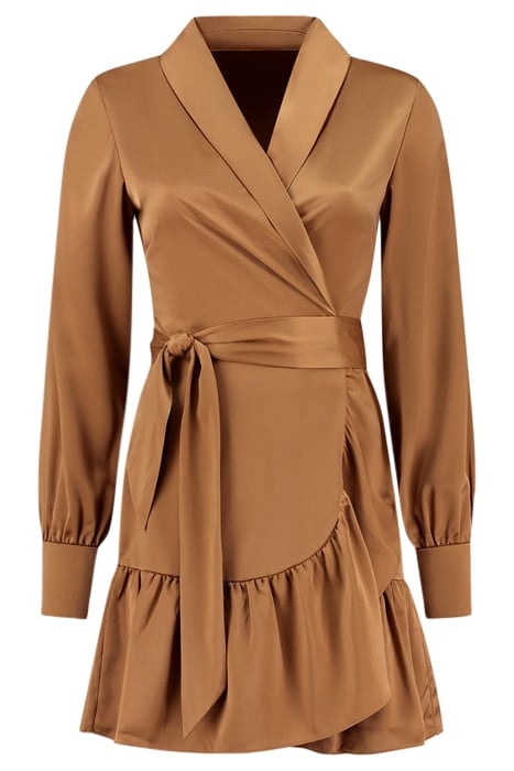 VIVIEN SATIN DRESS AUTUMN BROWN 2