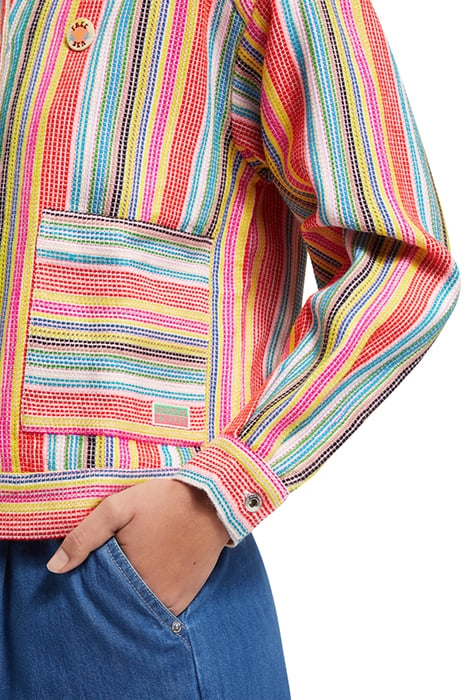 SHORT TRUCKER JACKET IN MULTI COLOUR STRIPE VIBRANT STRIPE 8
