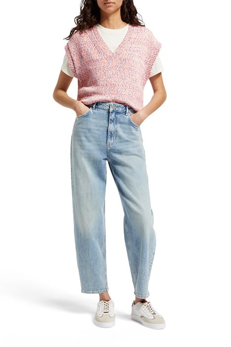 SPACE DYE V NECK KNITTED TANK PINK SPACE DYE 3