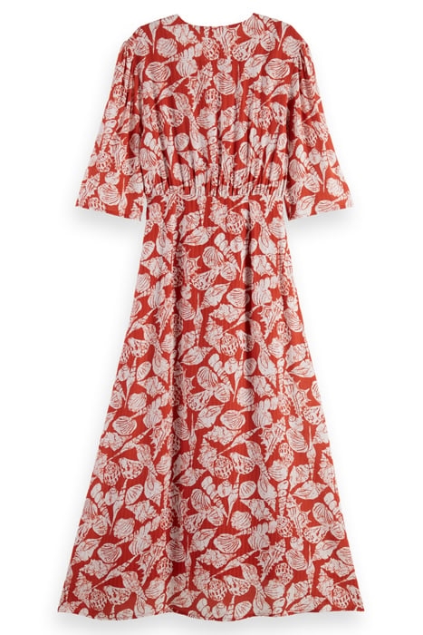 MIDI WRAP DRESS WITH KNOT DETAIL SHELL BATIK TERRACOTTA 2