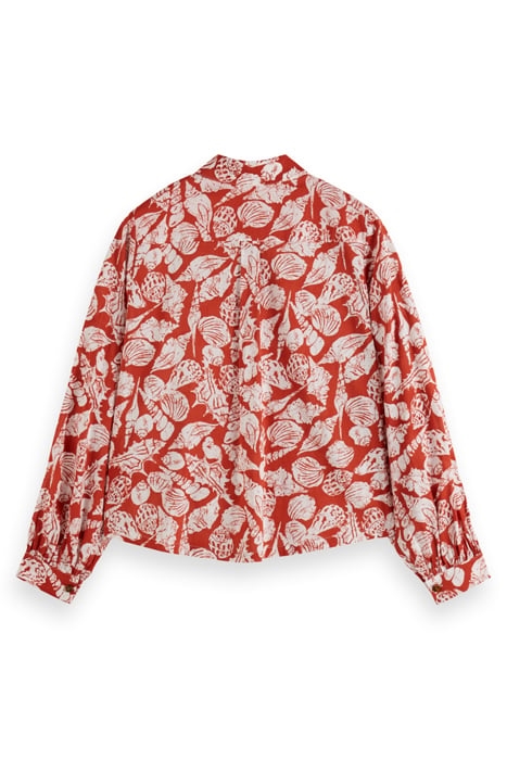 PRINTED BALLOON SLEEVE SHIRT SHELL BATIK TERRACOTTA 2