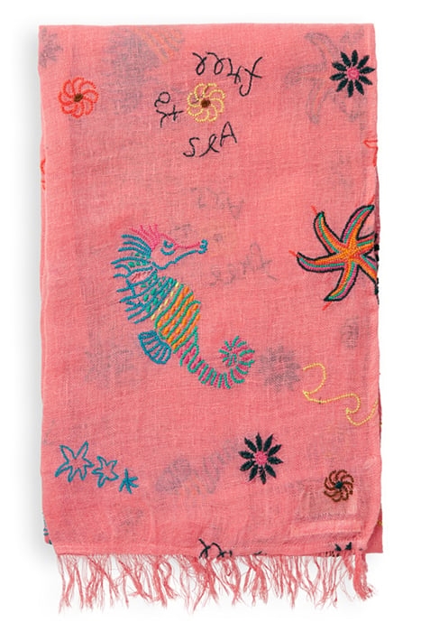 LONG SCARF WITH EMBROIDERY SEA LIFE EMBROIDERY 2