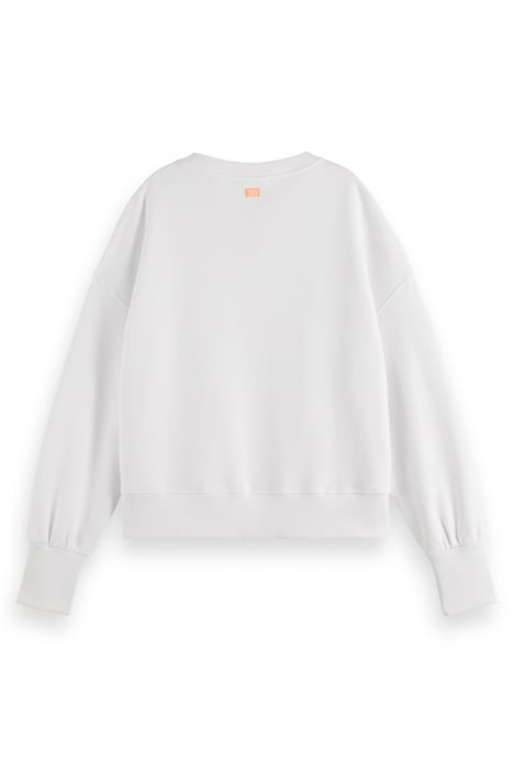 SLOUCHY PUFFED SLEEVED GRAPHIC SWEATSHIRT WHITE 2