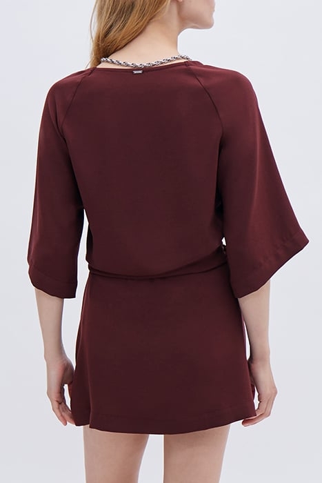 GARNET DRESS WITH PRESS STUD DECOR 2