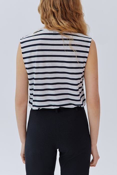 GREY MARL STRIPED T-SHIRT, BOUCLETTE EMBROIDERY 2