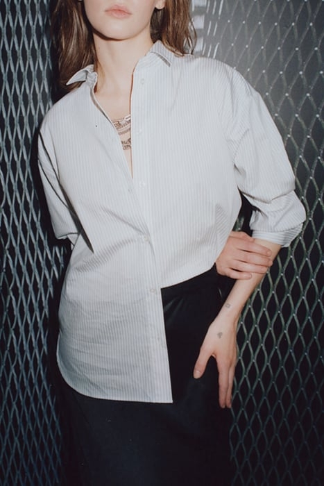 ECRU SHIRT WITH THIN GREY STRIPES 6