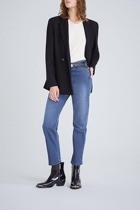 BLUE STRAIGHT CROPPED HIGH-WAIST SCULPT-UP JEANS 3