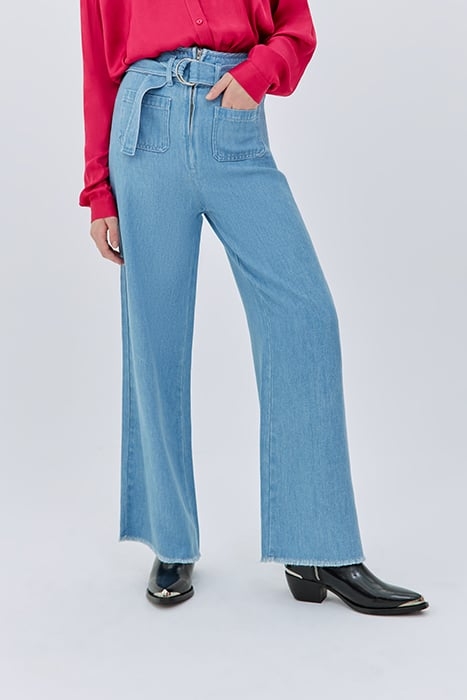 BELTED HIGH-WAIST WIDE-LEG JEANS 1