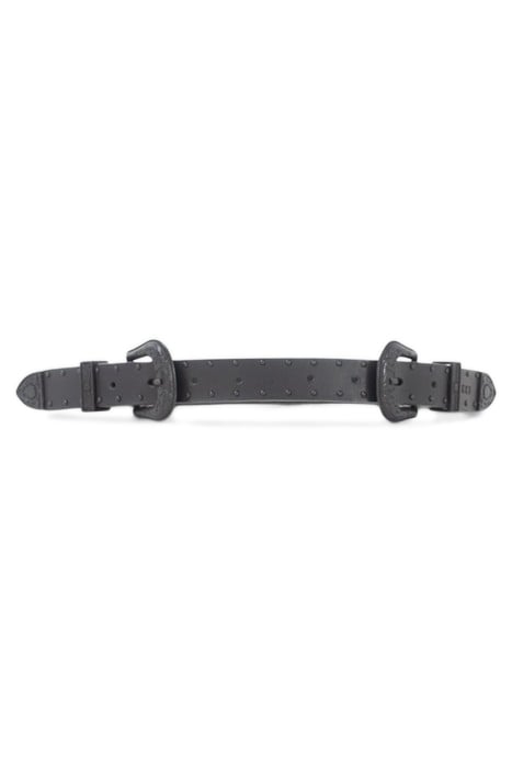 BLACK LEATHER BELT WITH DOUBLE COWBOY BUCKLE 2