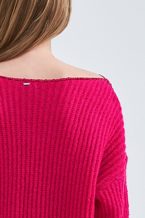 PINK RIBBED KNIT SWEATER WITH LUREX DETAILS 5