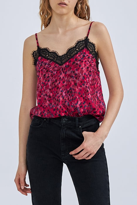 PINK LEOPARD ROCK PRINT LINGERIE-STYLE TOP 1