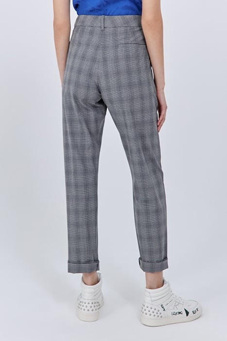 GREY PRINCE OF WALES MOTIF SLIM TROUSERS 2
