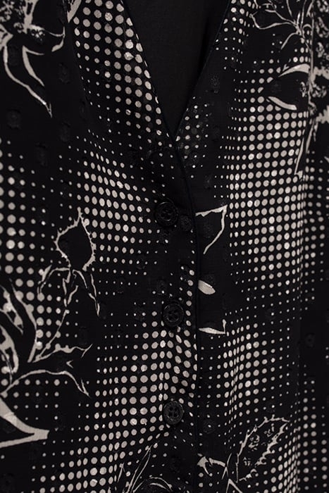 BLACK LONG DRESS WITH ECRU DANDY FLOWER PRINT 5