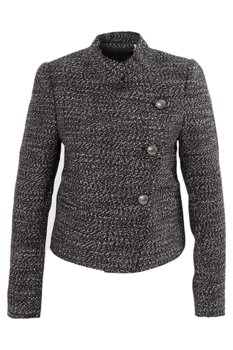 BLACK TWEED-LOOK BIKER-STYLE JACKET 4