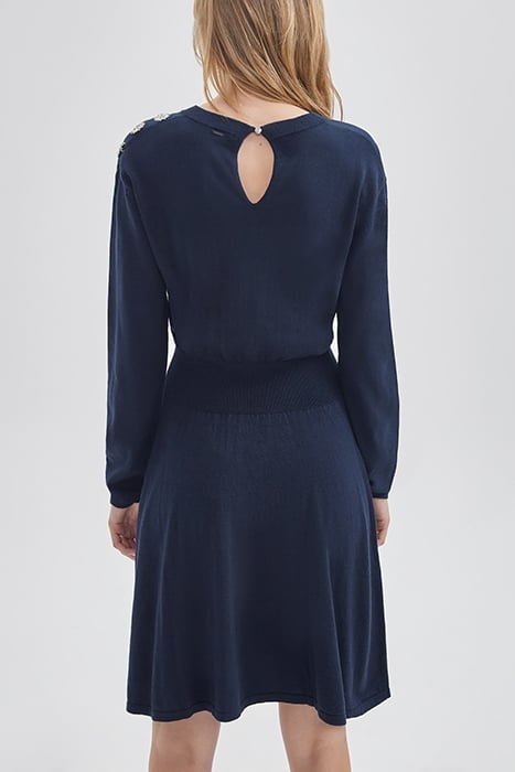 NAVY SWEATER DRESS WITH DIAMANTE BUTTONS 2