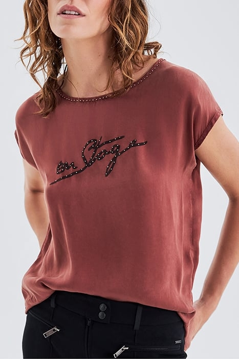 TOMETTE RED TOP WITH BEAD DECOR 5