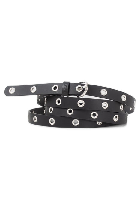 BLACK LEATHER WRAPAROUND BELT WITH EYELETS 1