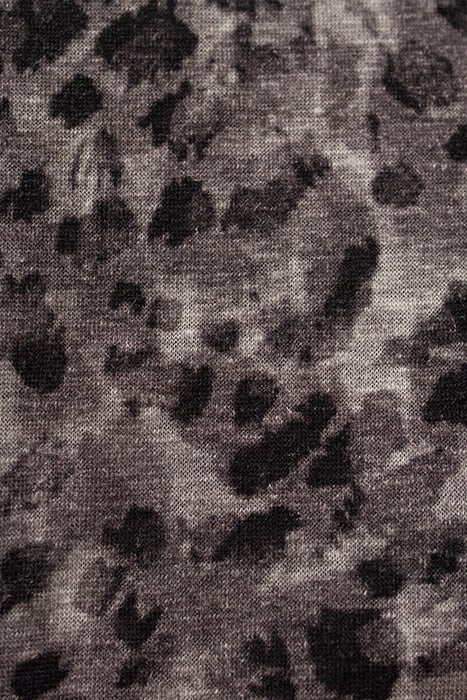 WOMEN'S GREY LINEN AND VISCOSE PRINTED T-SHIRT 4