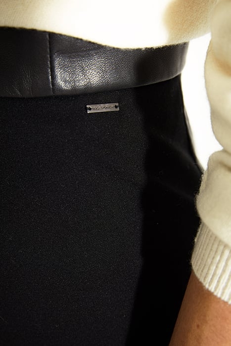 WOMEN'S PENCIL SKIRT COLOR BLACK BI-MATERIAL LEATHER AND VIS 3