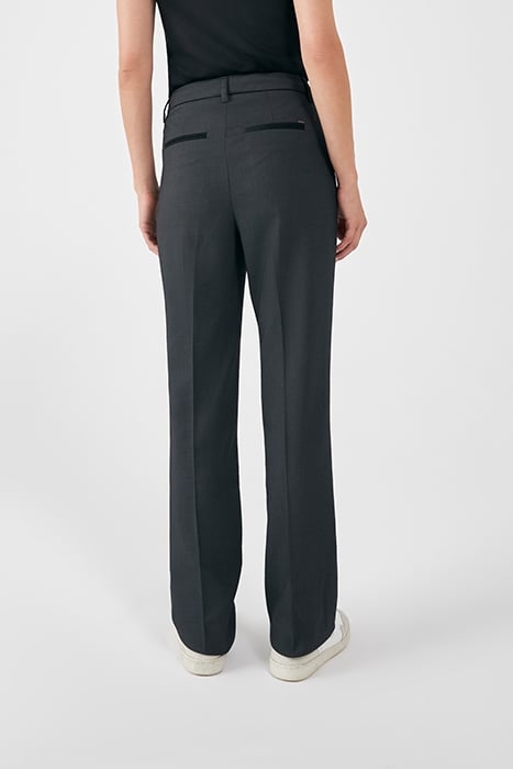 BLACK SEMI-PLAIN JACQUARD STRAIGHT SUIT TROUSERS 2