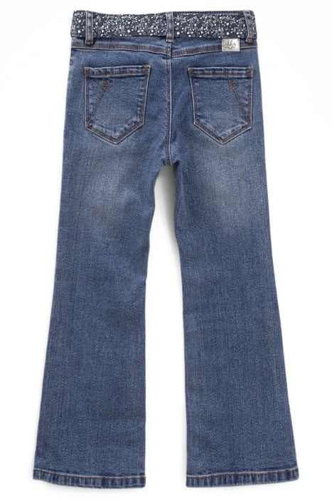 GIRLS’ BLUE WATERLESS FLARE JEANS WITH SCARF BELT 2