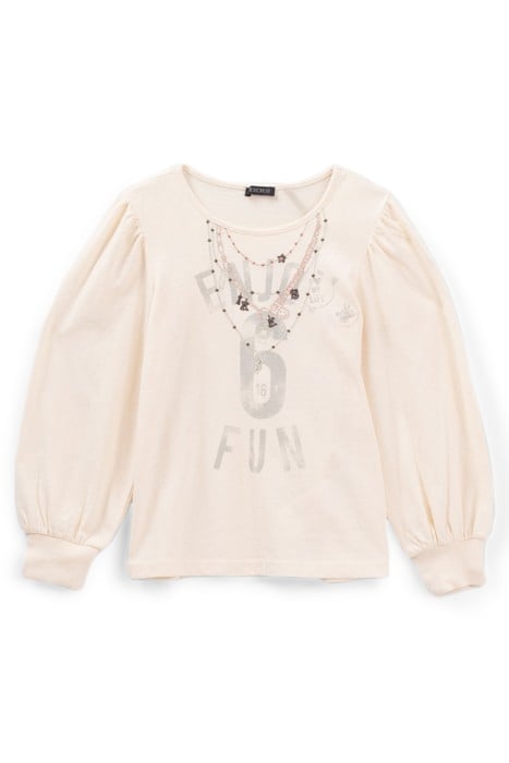 GIRLS’ ECRU T-SHIRT WITH EMBROIDERED NECKLACES 1