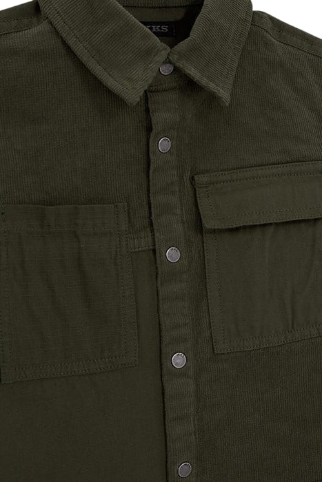 BOYS’ KHAKI CORDUROY AND CANVAS MIXED FABRIC SHIRT 5