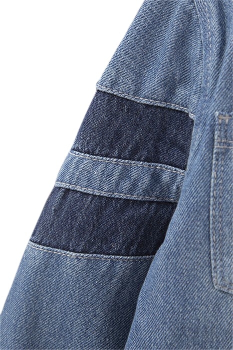 BOYS’ BLUE ORGANIC DENIM SHIRT WITH DETACHABLE HOOD 4