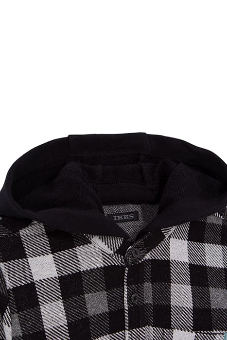 BOYS' BLACK CHECK SHIRT WITH DETACHABLE HOOD 4