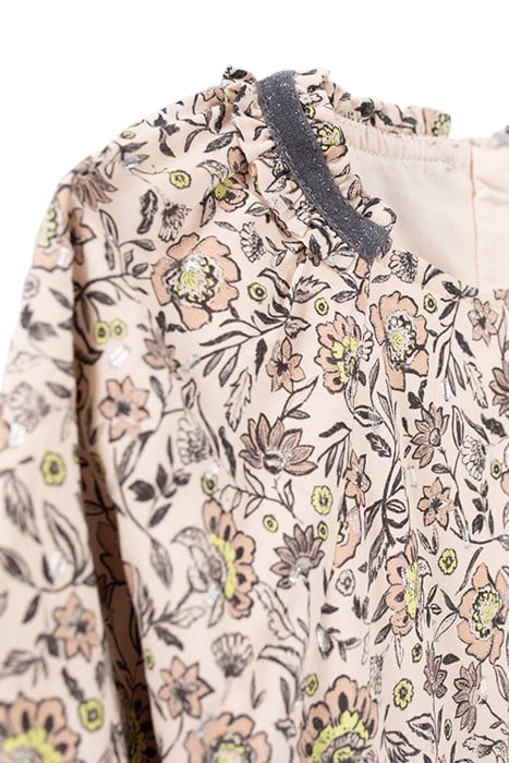 GIRLS’ BEIGE FLOWER PRINT DRESS 6