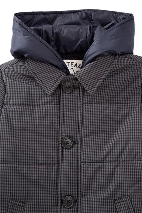 BOYS’ NAVY NYLON CHECK PADDED JACKET TRENCH COAT 3