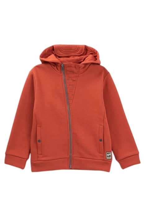 BOYS’ BRICK CARDIGAN WITH VISOR ON HOOD 1