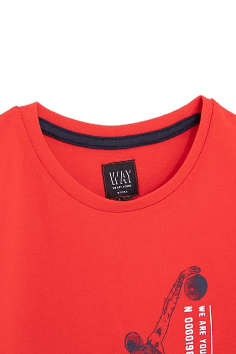 BOYS’ RED BASKETBALL PLAYER IMAGE T-SHIRT 3