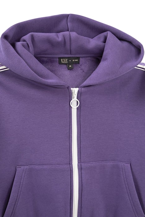 GIRLS’ PURPLE ZIPPED CARDIGAN WITH STRIPED BRAIDS 3