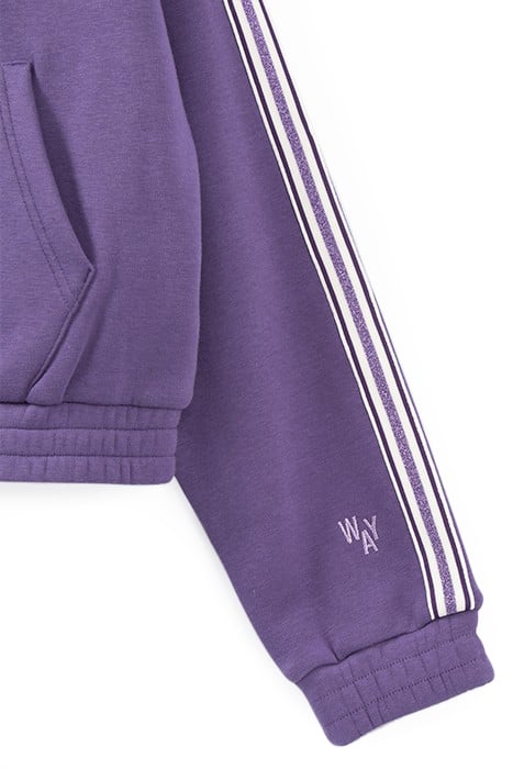 GIRLS’ PURPLE ZIPPED CARDIGAN WITH STRIPED BRAIDS 5