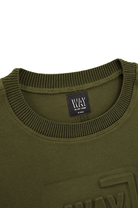 BOYS’ KHAKI MIXED FABRIC SWEATER WITH EMBOSSED IMAGE 5