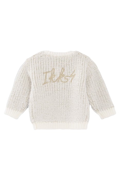BABY GIRLS’ ECRU KNIT CARDIGAN WITH GOLD LUREX JACQUARD 3