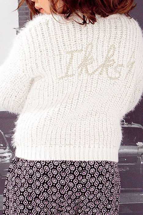 BABY GIRLS’ ECRU KNIT CARDIGAN WITH GOLD LUREX JACQUARD 2