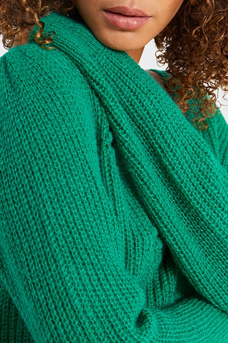 NEON GREEN DECORATIVE STITCH KNIT SWEATER 4