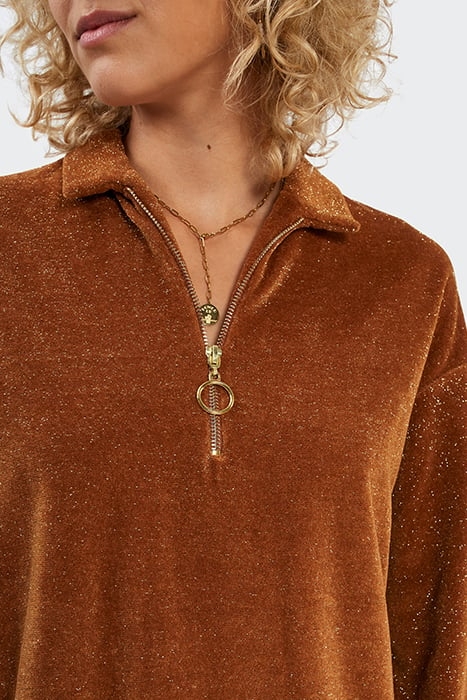 TOBACCO GLITTERY VELVET SWEATSHIRT DRESS 6