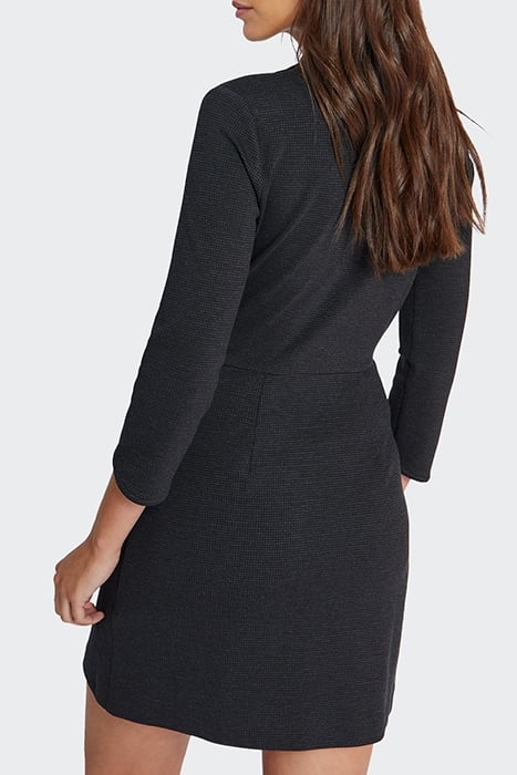 CHARCOAL HOUNDSTOOTH MOTIF UPCYCLED DRESS 2