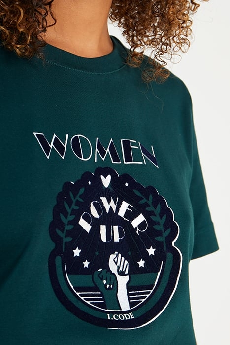 IMPERIAL GREEN INTERLOCK T-SHIRT WITH FLOCKED IMAGE 5