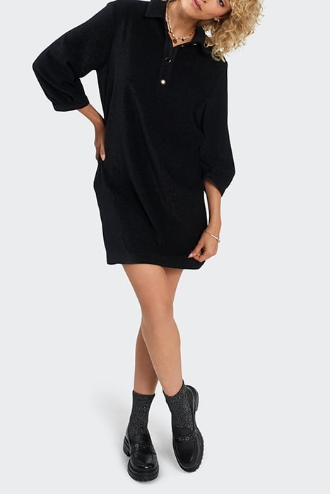 BLACK TEXTURED VELVET DRESS 3