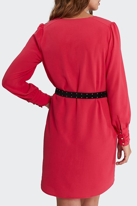 FLASH PINK DRESS WITH DRAPED CUFFS 2