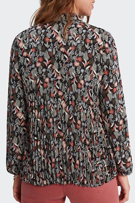 BLACK PLANT PRINT PLEATED SHIRT 2