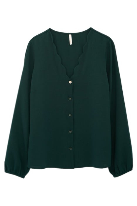IMPERIAL GREEN BLOUSE WITH SCALLOPED NECKLINE 1