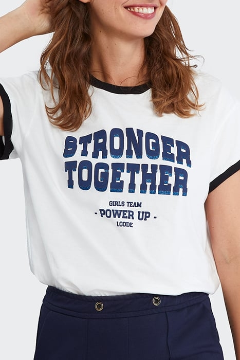 OFF-WHITE T-SHIRT WITH GLITTERY 3D SLOGAN 5