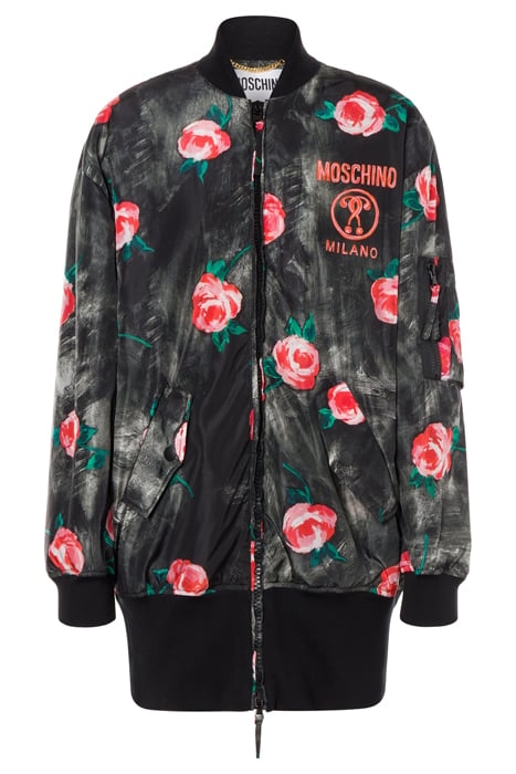 PAINTED FLOWERS NYLON BOMBER JACKET BLACK 3