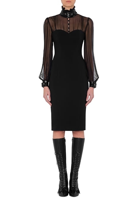 BONDAGE BUCKLE STRETCH CADY DRESS BLACK 1
